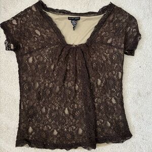 Brown lace babydoll top
